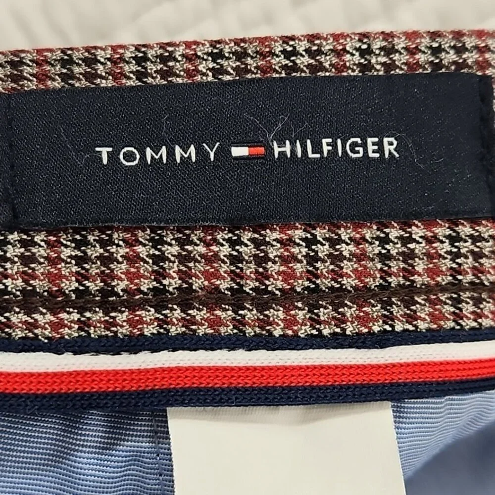 Tommy Hilfiger Performance Pants Men's 34x32 Red Black Houndstooth EUC‎ Luxury